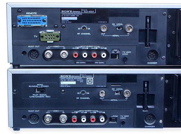 Betamax SLO-420P compared with SL-C9 rear view